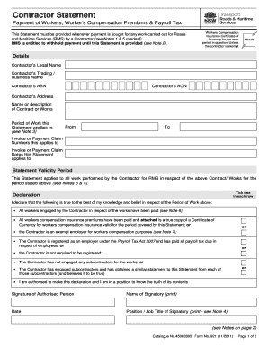 Contractor Statement Contractor Statement Non Construction Catalogue No 45062893 Form No 921