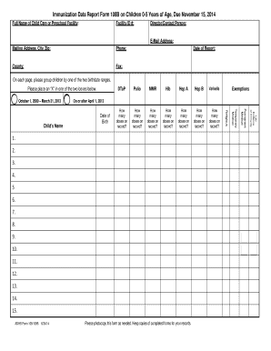 Immunization Report Form