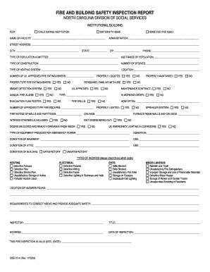DSS 1514 Fire and Building Safety Inspection Report Institutional Building Info Dhhs State Nc  Form