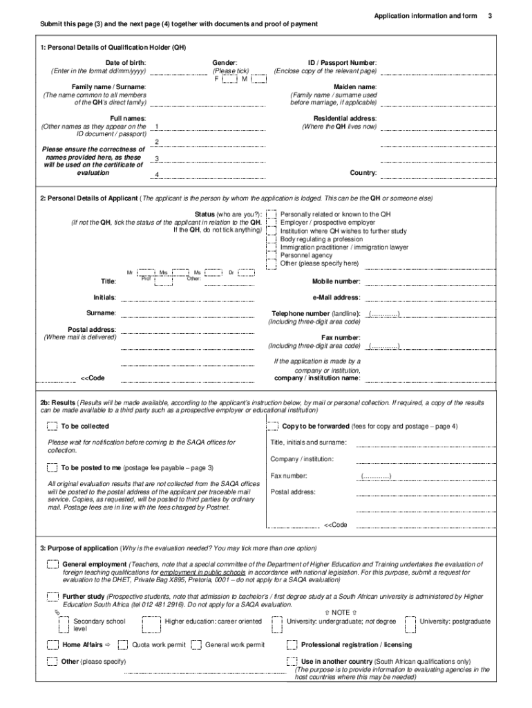 Saqa Application Form