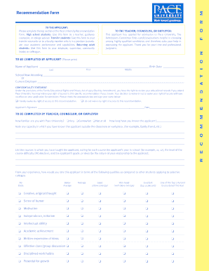 Pace Recommendation  Form