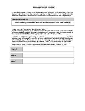 United Kingdom Background Check Consent Form Verified