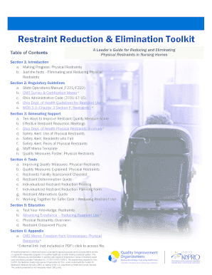 Restraint Reduction &amp; Elimination Toolkit  Form