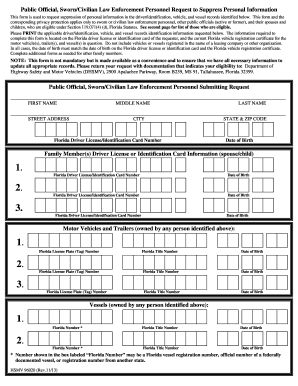  New Public Official Sworn Civilian LEP Request to Suppress Personal Information DOCX Flhsmv 2018