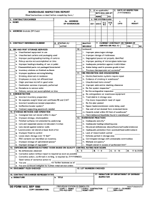 Warehouse Inspection Report  Form