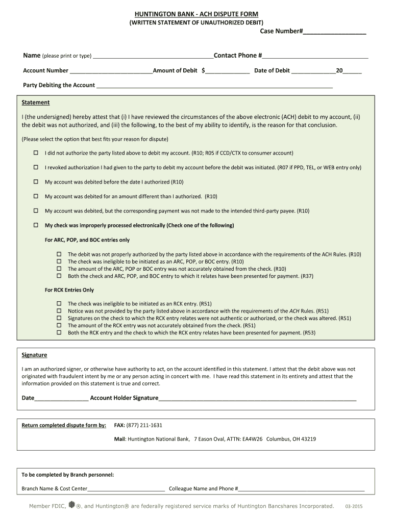 Get and Sign Huntington Dispute Form 2015-2022