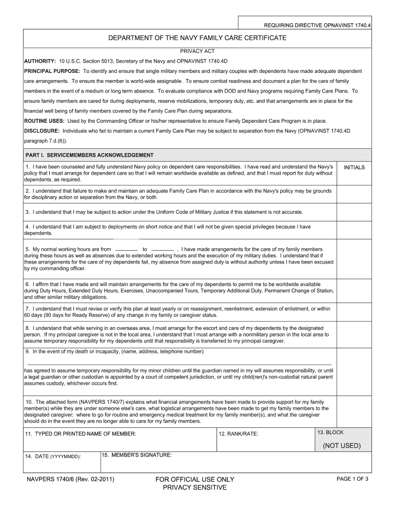 Navpers 1740 6 Rev 2  Form