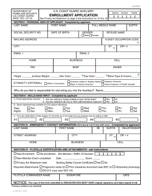 ANSC 7001 Enrollment Application Form USCGAUX District 7