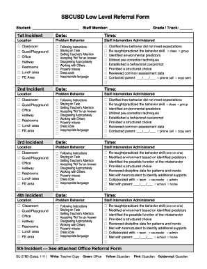 AAA SBCUSD LOW LEVEL REFERRAL Revised 1 11 Health of Washington State Chapter  Form