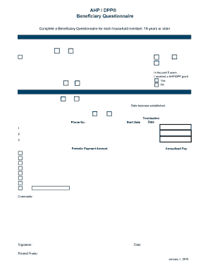 Beneficiary Questionnaire Fhlbc PDF  Form