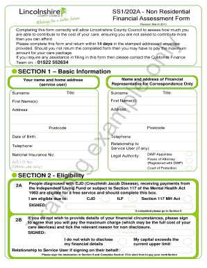 SS1202A Non Residential Financial Assessment Form SECTION 1