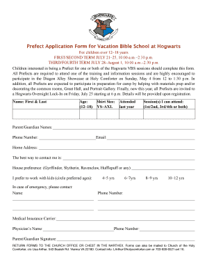 Bible School Registration Form