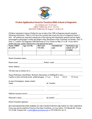 Labour Prefect Application Letter  Form