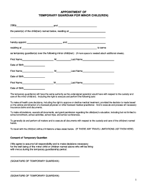 Temporary Guardianship Form