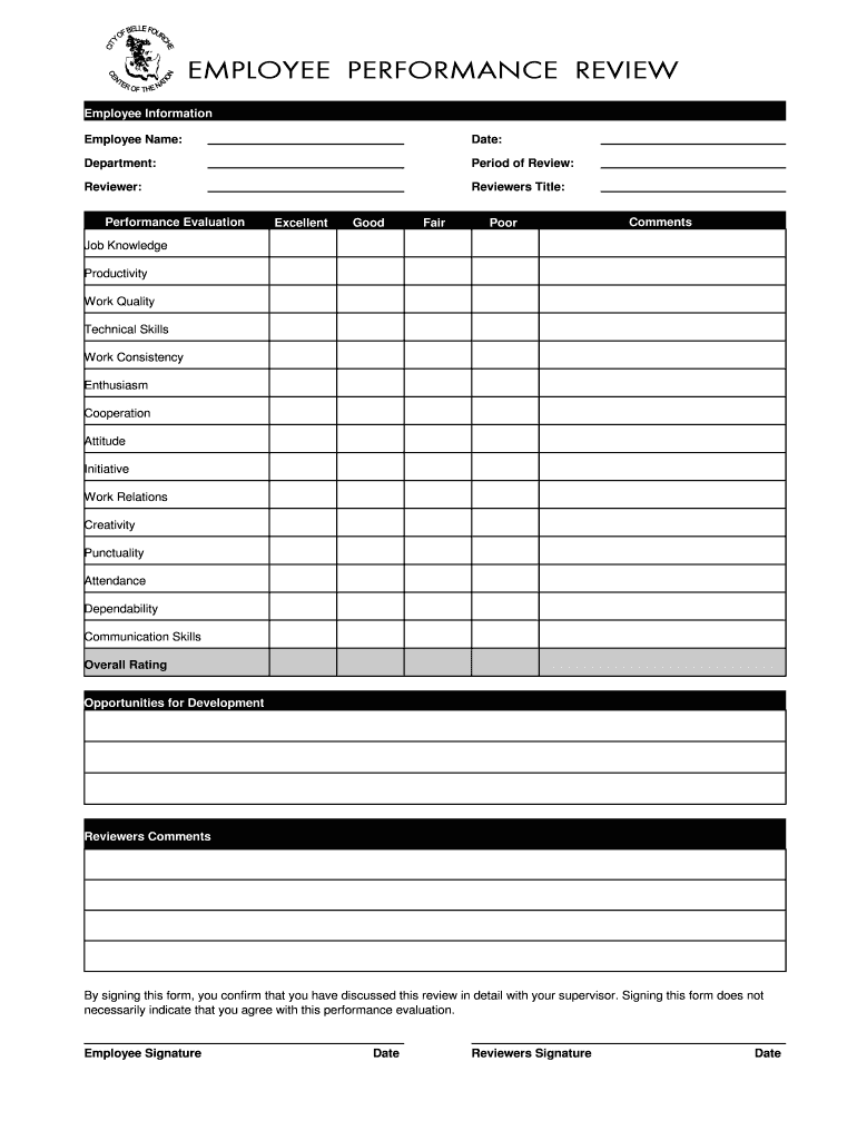 Sample Employee Performace Review Forms: get and sign the form in seconds