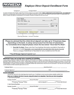 Direct Deposit Enrollment Form