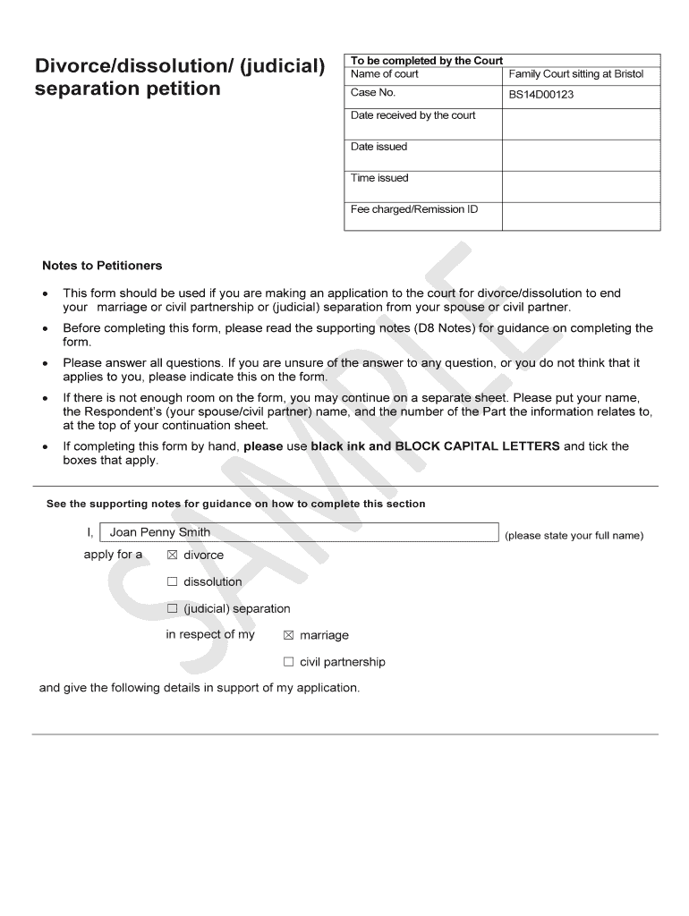 Example of Completed D8 Form