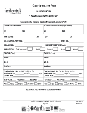 Family Central Recertification Packet Form