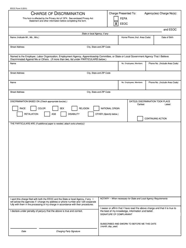 Get and Sign Eeoc Complaint 2001 Form