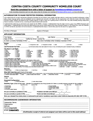 Get and Sign CONTRA COSTA COUNTY COMMUNITY HOMELESS COURT Cchealth 2013-2022 Form