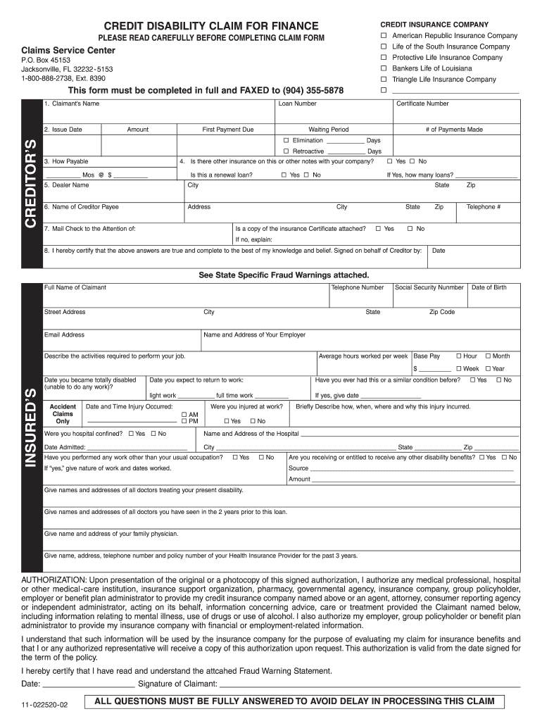 Disability Health Credit PDF  Form