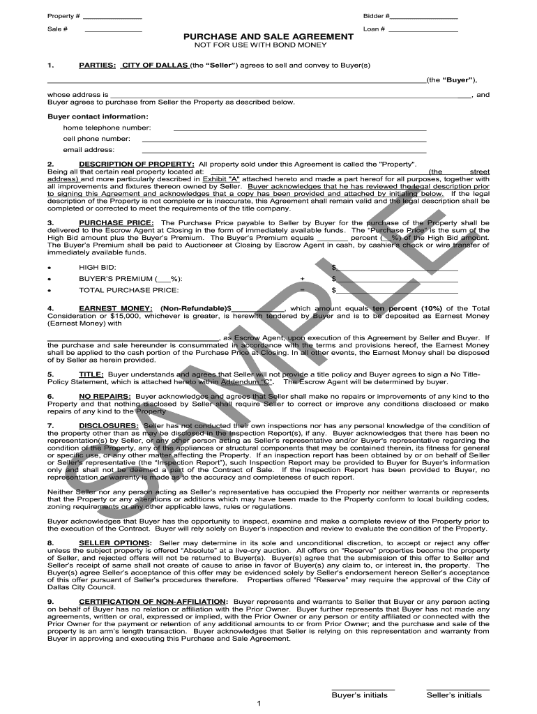 PURCHASE and SALE AGREEMENT  Hudson and Marshall  Form