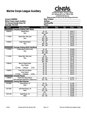 Cintas Order Form Marine Corps League Auxiliary Nationalmcla