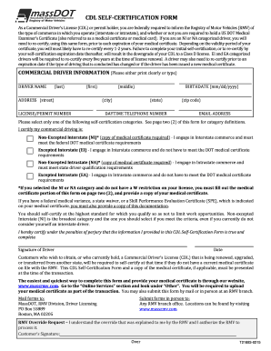 Cdl Self Certification Form