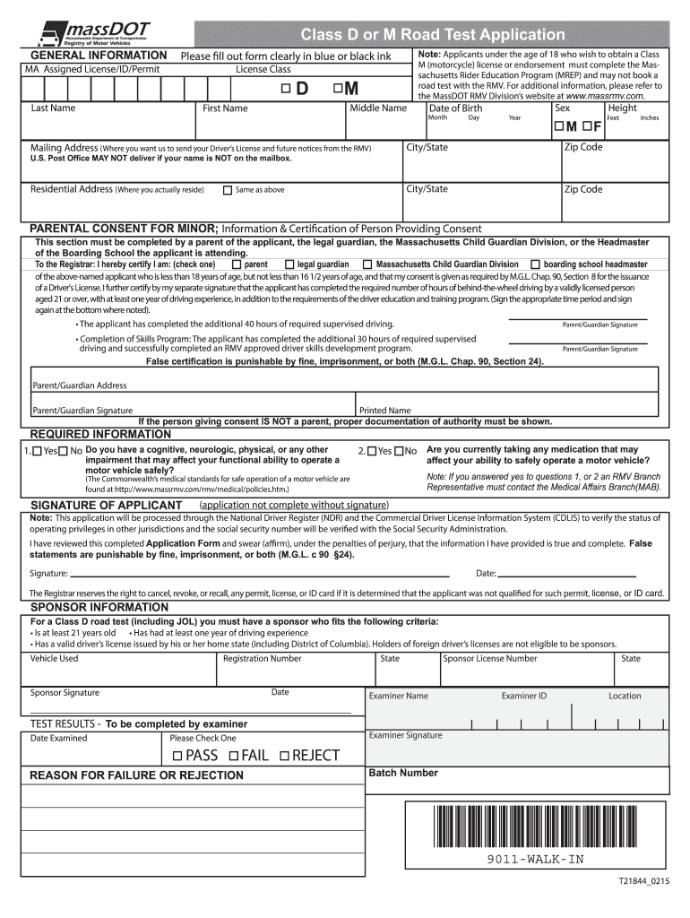 Get and Sign Road Test Application 2015-2022 Form