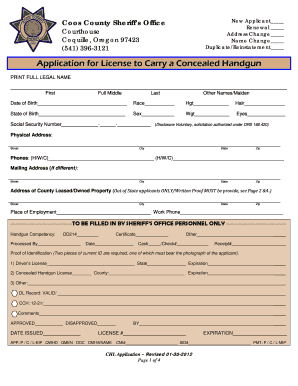  Coos County Concealed Carry Permit 2012-2024