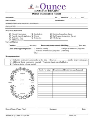 Dental Examination Report  Form