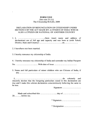 Form Xxii Filled Sample for Minor