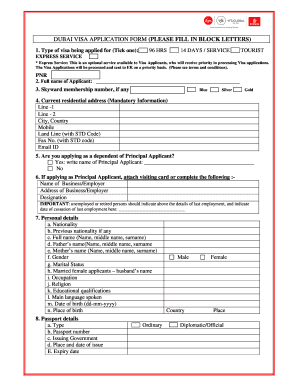Dubai Visa Application Form