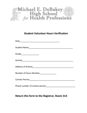 Student Volunteer Hours Verification Return This Form to the Houstonisd
