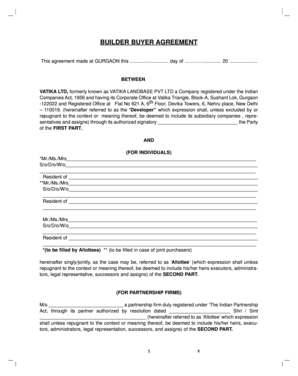 Builder Buyer Agreement PDF  Form