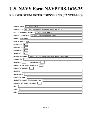 Navpers 1616 25  Form