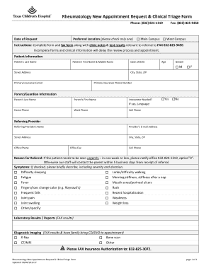 Rheumatology Triage Form