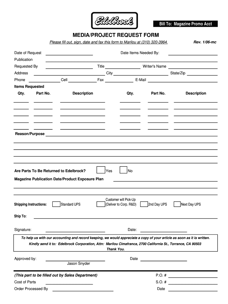 Parts Request Form