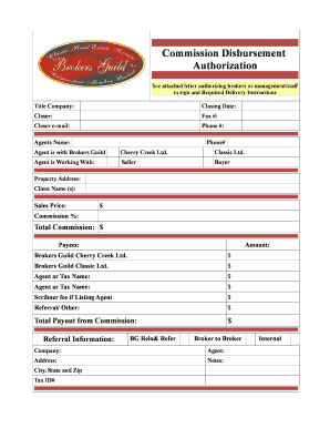 Commission Disbursement Authorization  Form