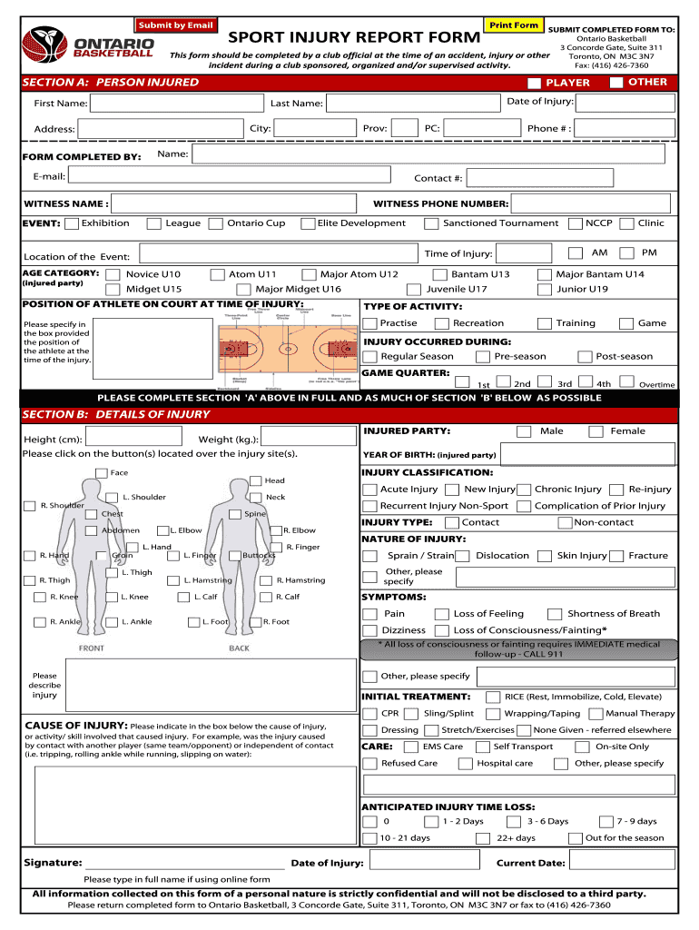 Htcp Injury Data Collection Program Report Form