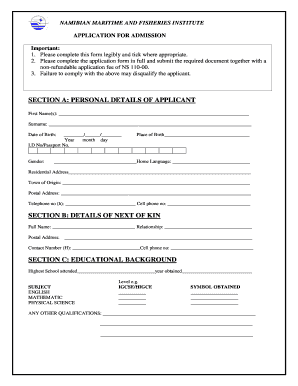Namfi Application Form PDF