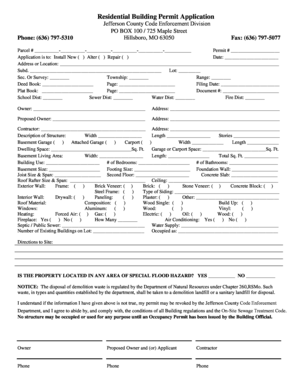 Jefferson County Mo Building Permits  Form