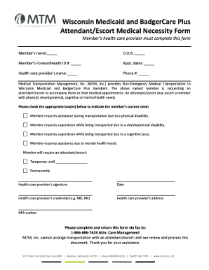 Mtm Wisconsin Medicaid Attendant Medical Necessity Form