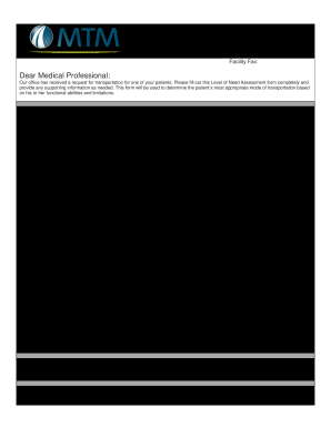 Level of Need Form Printable