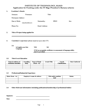 Presidential Bursary Application Form