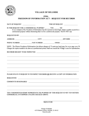 FOIA Request Form Village of Hillside Hillside Il