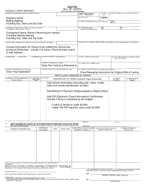 Crowley Bill of Lading  Form
