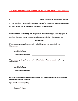 Letter to Appoint Representative Form