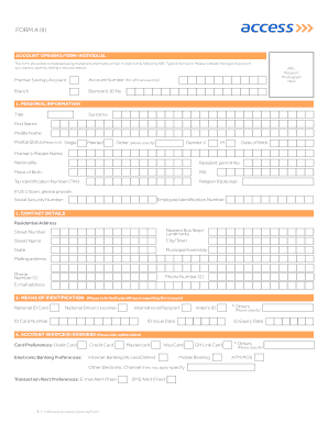 Access Bank Online Account Opening  Form