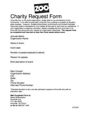 Knoxville Zoo Donation Request  Form